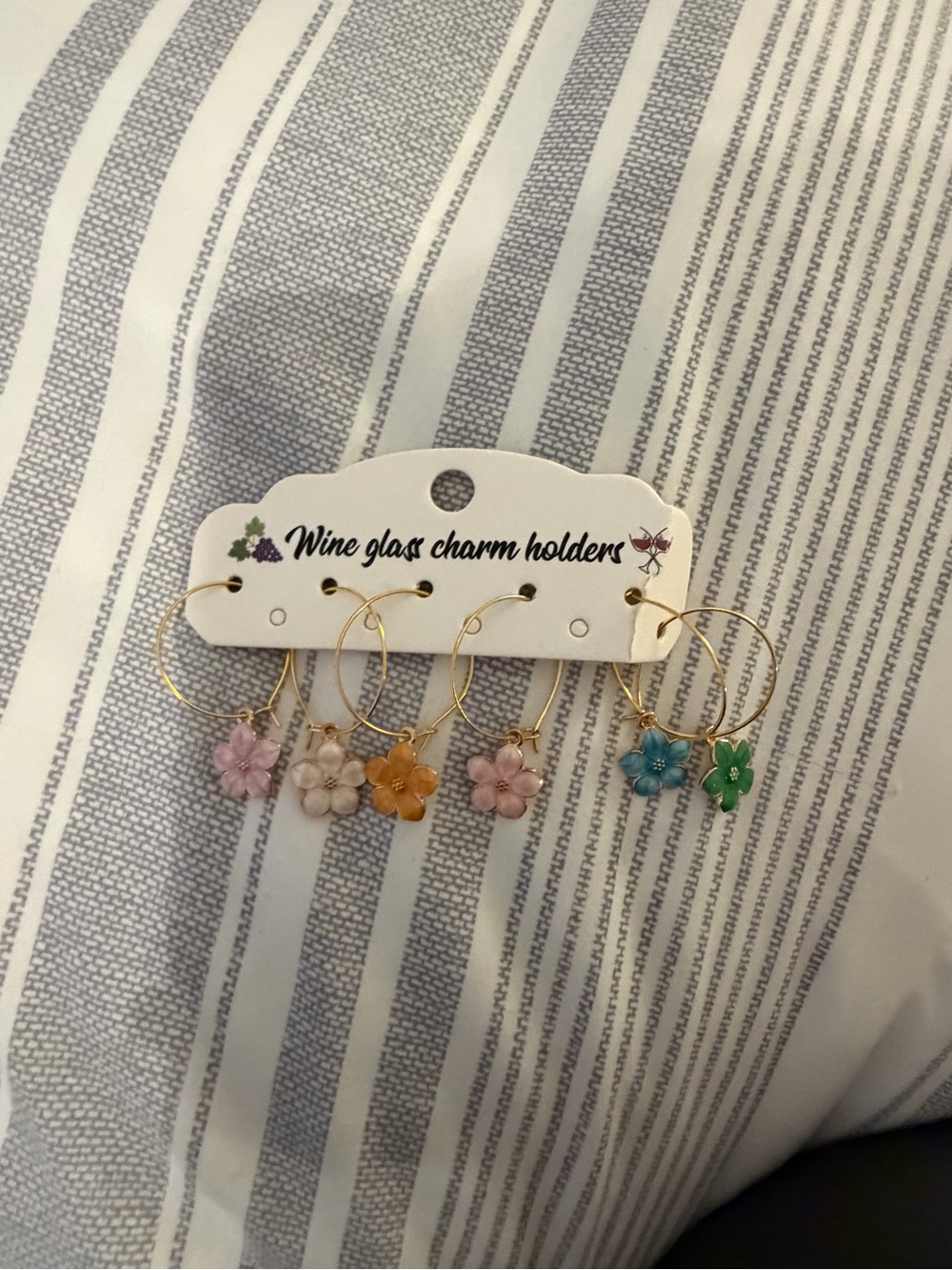 Wine Glass Charm Holders - Floral Multi-Color Set